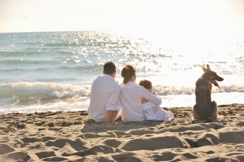 samengesteld gezin geniet samen van een stranddag